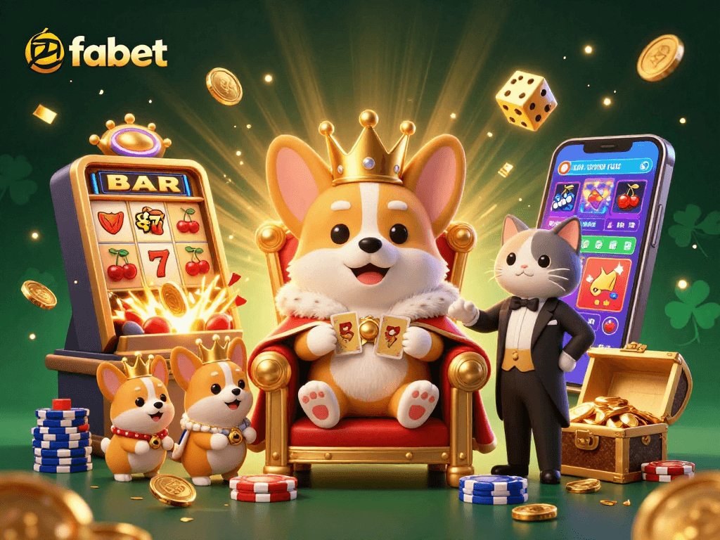 Win big at fabet with a vibrant scene showcasing the excitement of online gaming and jackpots.