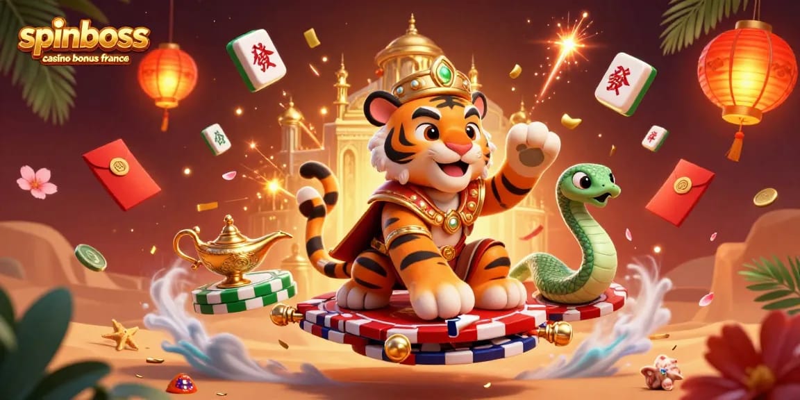 Découvrez le bonus SpinBoss Casino France avec des personnages vibrants d'un sultan et de son génie dans un décor enchanteur.