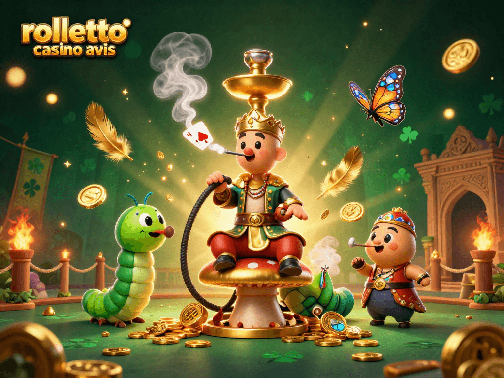 Découvrez le design vibrant de l'illustration Rolletto Casino Avis, enrichie d'éléments de jeu et de couleurs éclatantes.