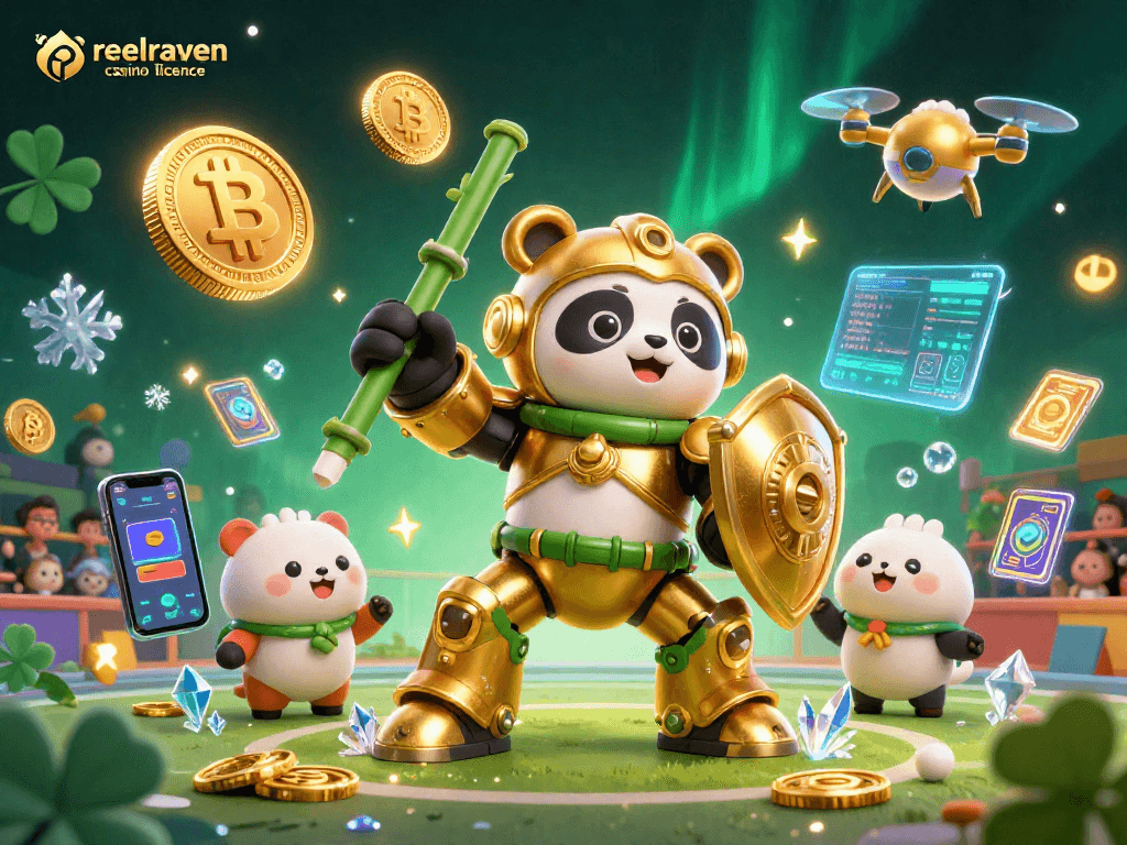 Découvrez la licence de casino ReelRaven dans une illustration animée captivante.