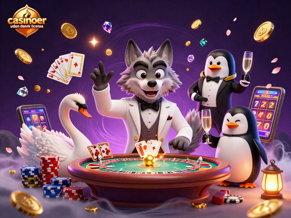 Experience thrilling moments at casinoer uden dansk licens with animated characters celebrating wins.