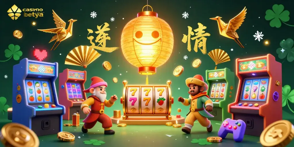 Experience the excitement of casino en ligne betya with a vibrant scene of a golden lantern spirit and gaming elements.