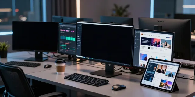 Plateforme de marketing d’influence avec un espace de travail moderne, affichant des données et des analyses marketing.