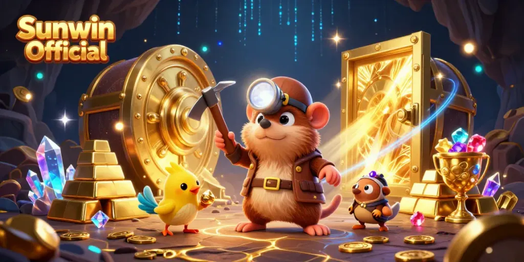 Engage with thrilling treasures in Sunwin Official's vibrant 3D treasure cave scene.