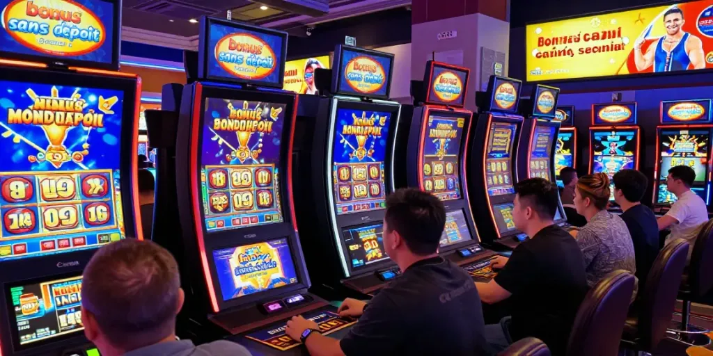 Bonus casino sans dépôt : joueurs profitant d'offres gratuites dans un casino en ligne.