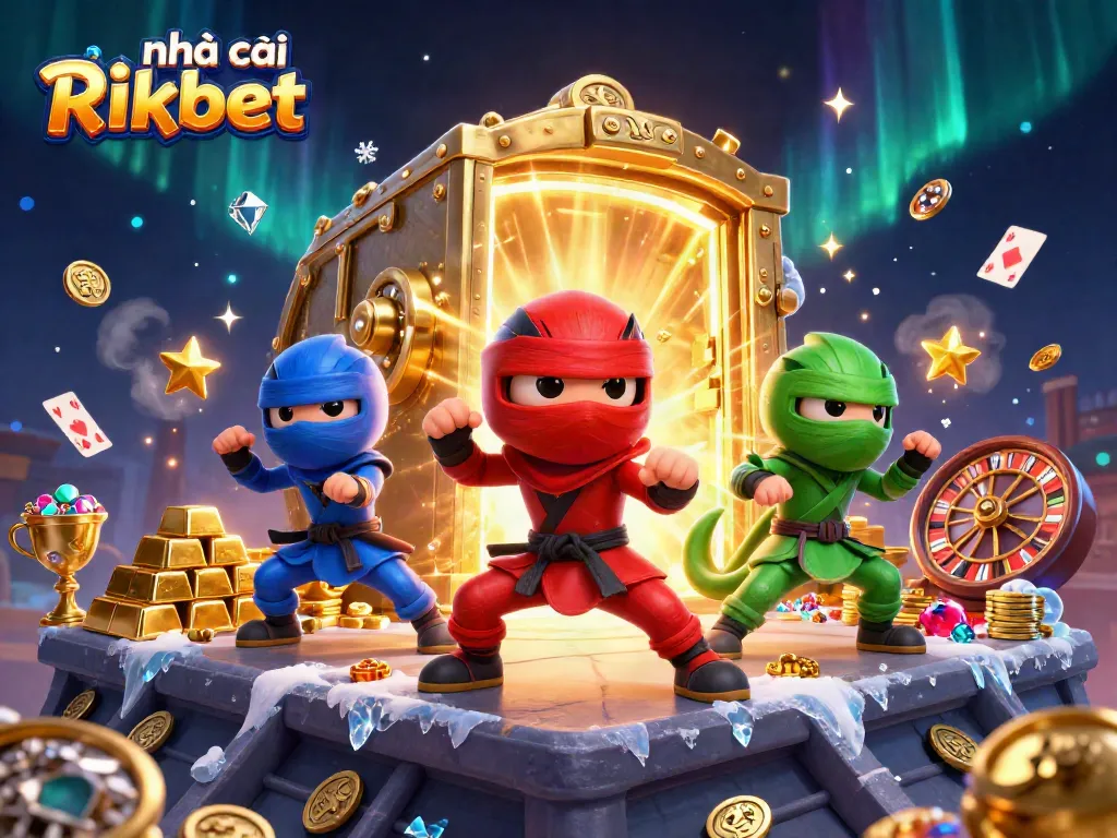 Experience the thrill of gambling with Nhà cái Rikbet in a vibrant 3D casino scene full of action.