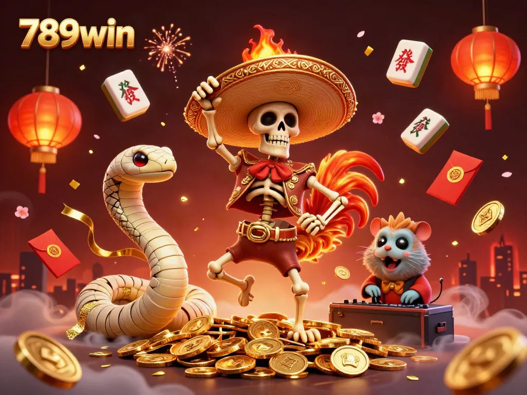 Experience the vibrant energy of 789win with a festive 3D casino scene featuring colorful characters immersed in gaming.