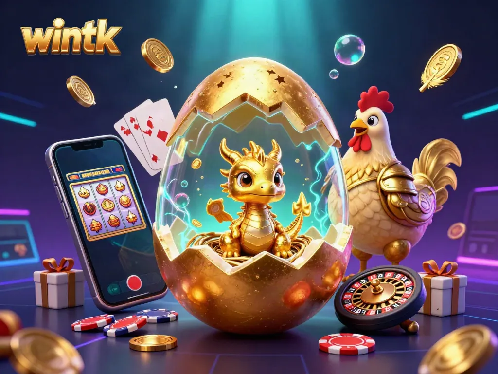 Engage with the enthralling wintk world featuring a golden dragon and vibrant gaming elements.