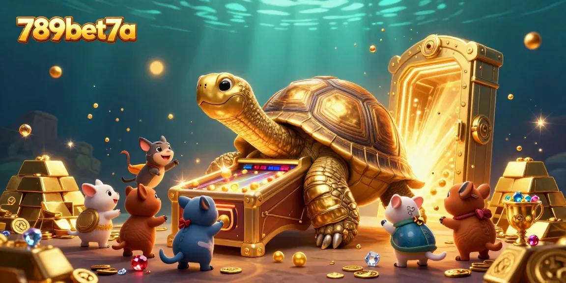 Experience gambling excitement with 789bet7a in a dynamic casino-themed scene filled with treasures.