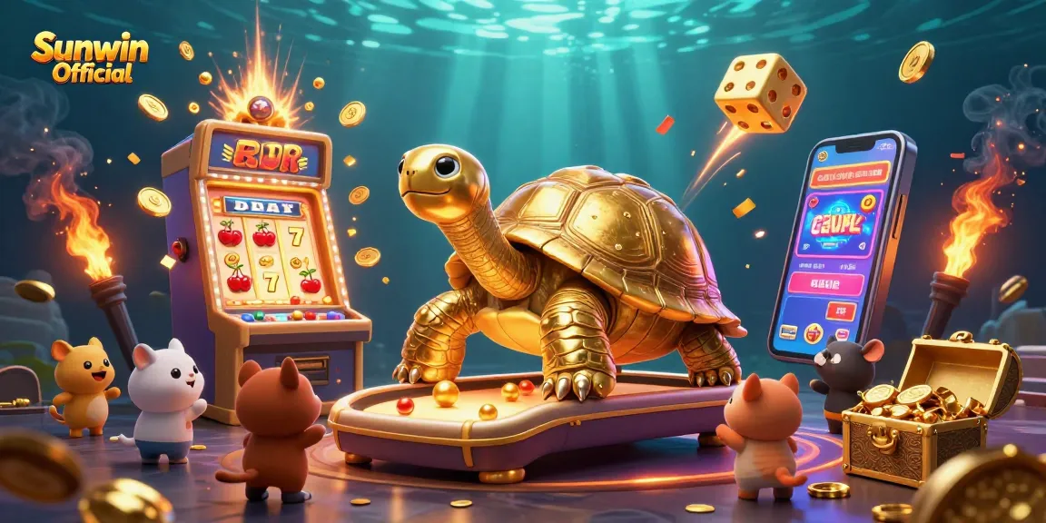 Spin and win with Sunwin Official in this vibrant casino scene featuring exciting gaming elements.