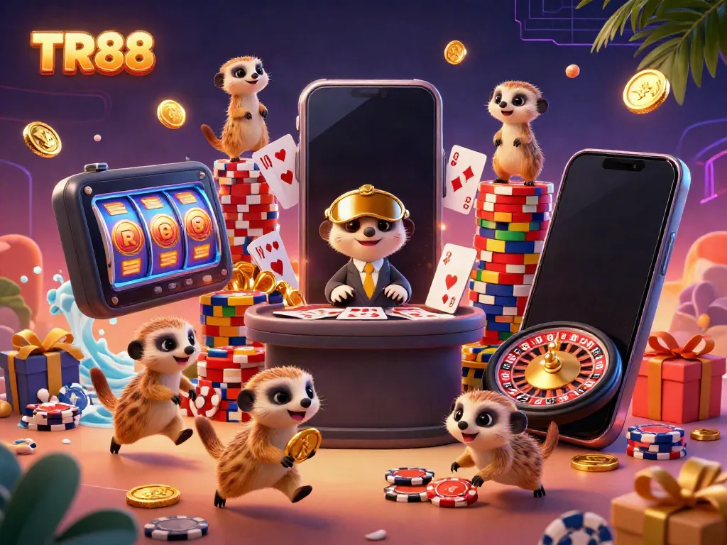Join the excitement at TR88 with meerkats gaming in an ultra-detailed casino scene.