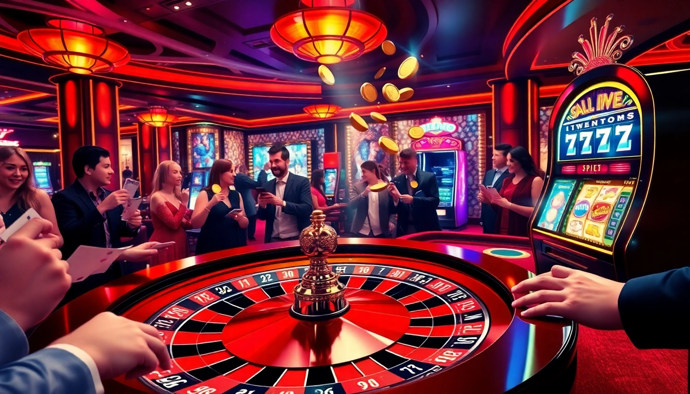Action-packed gambling scene at https://topclub.space/ with roulette and poker excitement.