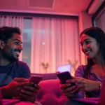 Engaging adults in a lively sex chat on modern devices in a cozy environment