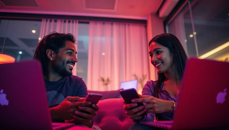 Engaging adults in a lively sex chat on modern devices in a cozy environment