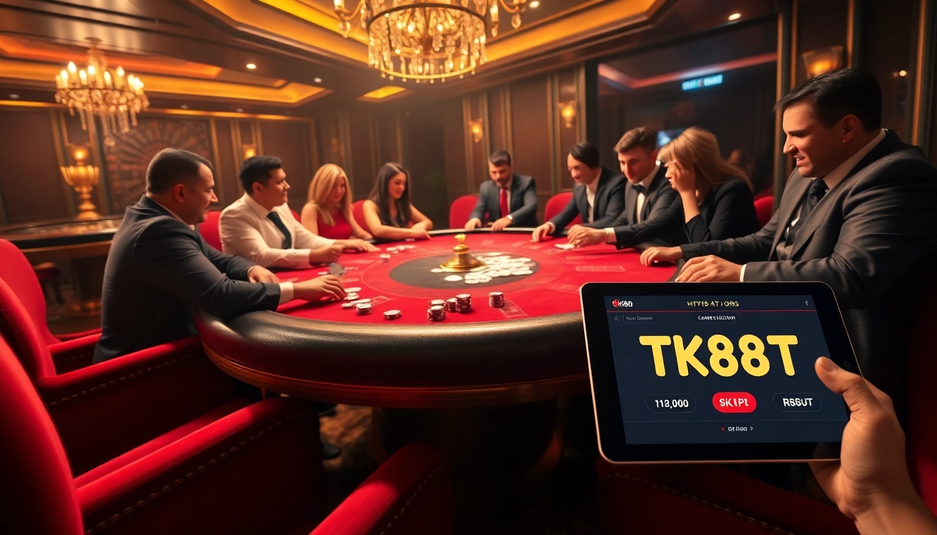 Engaged players at a poker table experience excitement with https://tk88t.org/ casino visuals and colorful chips.