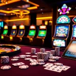 A professional gambler placing bets at an S8 casino table featuring poker chips and cards.