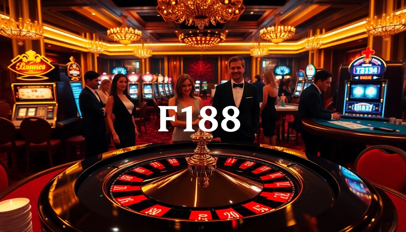 Engaging players experience F168's luxurious casino atmosphere with roulette and slot games.