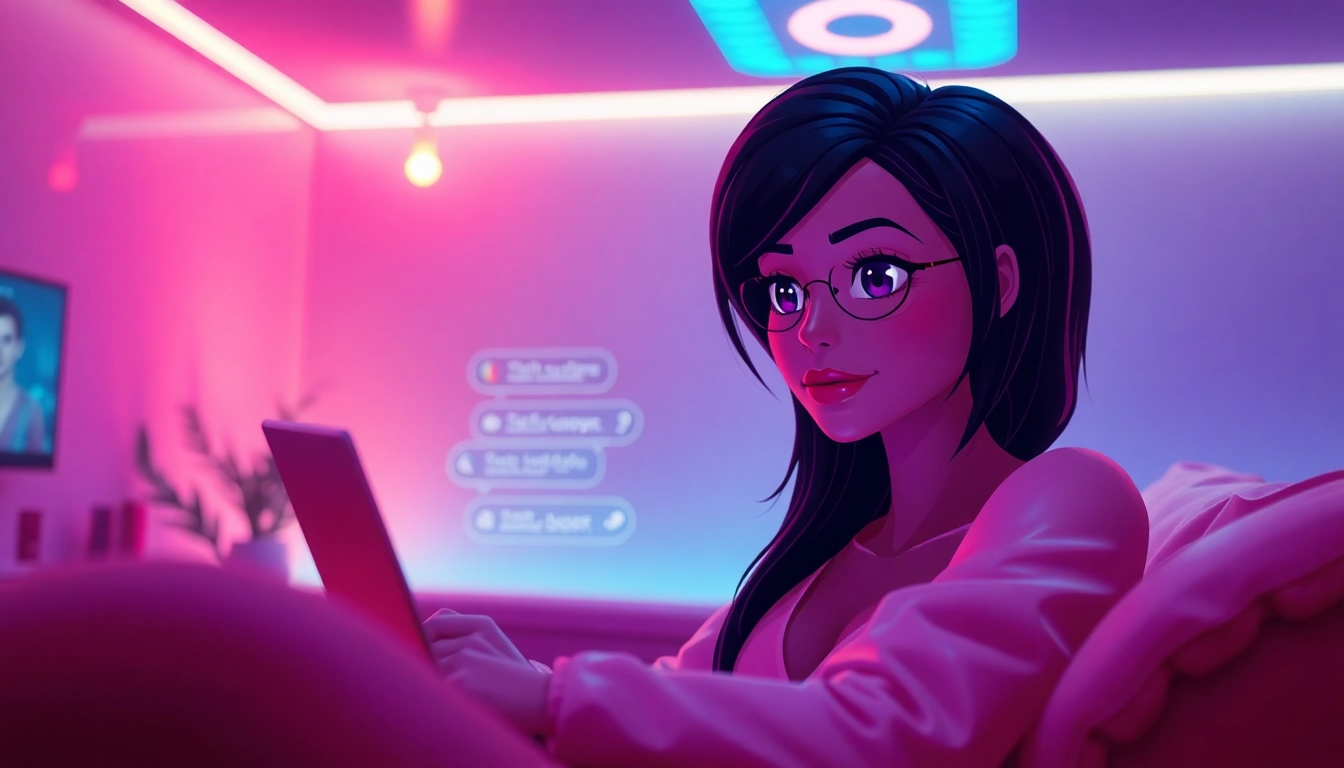 AI chat porn interactions in a cozy digital environment featuring engaging avatars.