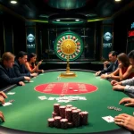 SAO BET players enjoying a high-stakes poker game with vibrant chips and cards.