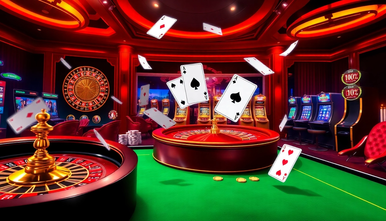 Dynamic gambling action representing https://topclub.site/ with poker tables and vibrant casino elements.