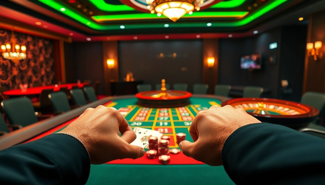 Engaging scene of an online casino interface emphasizing the excitement of lc88 bet with vibrant colors and casino elements.
