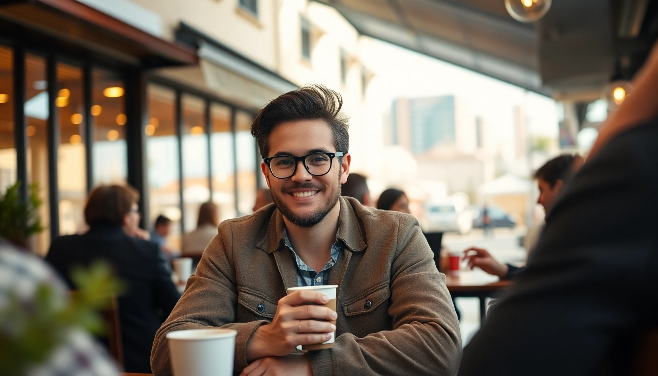 Personnes profitant d'un style de vie moderne dans un café dynamique.