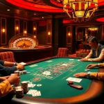 Experience high-stakes excitement at the tr88 poker table in a luxurious casino setting.