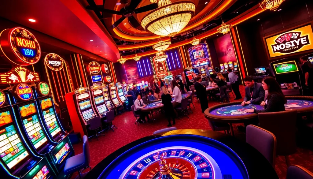 Gamblers enjoying the vibrant NOHU90 casino experience with exciting games and interactions.