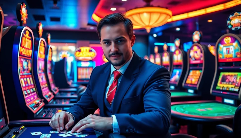 Joueur de casino en ligne profitant d'une expérience immersive et excitante.