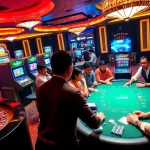 Excited gamblers enjoying the thrill of games at uu88's luxurious casino environment.