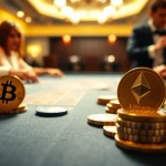 Gamble with confidence at a casino crypto en ligne with Bitcoin and Ethereum chips on the gaming table.