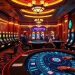 Players enjoying thrilling games at crypto casinos surrounded by digital interfaces and vibrant slot machines.