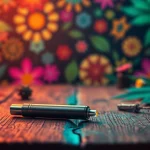 Buy DMT in Colorado with a stylish vape pen showcasing psychedelic elements.