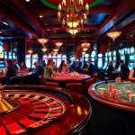 Exciting scene depicting casino en ligne france légal with players at roulette and poker tables.