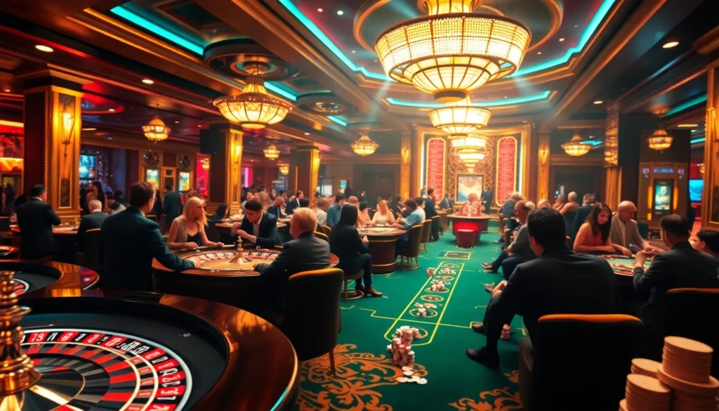 Experience the excitement at the meilleur casino en ligne français with vibrant gaming tables and eager players.
