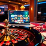 Engaging casino en ligne experience with roulette, poker chips, and online gaming interface.
