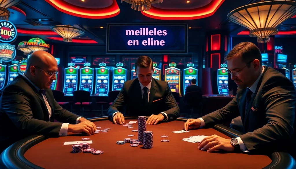 Engaging visuals of meilleurs casino en ligne featuring poker and casino elements.
