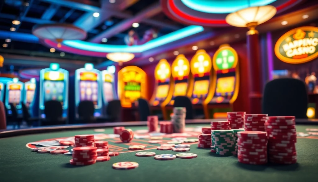 Jouer à des jeux de casino en ligne dans une ambiance vibrante et animée.