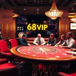 68VIP casino scene with players at blackjack table, showcasing excitement and luxury.