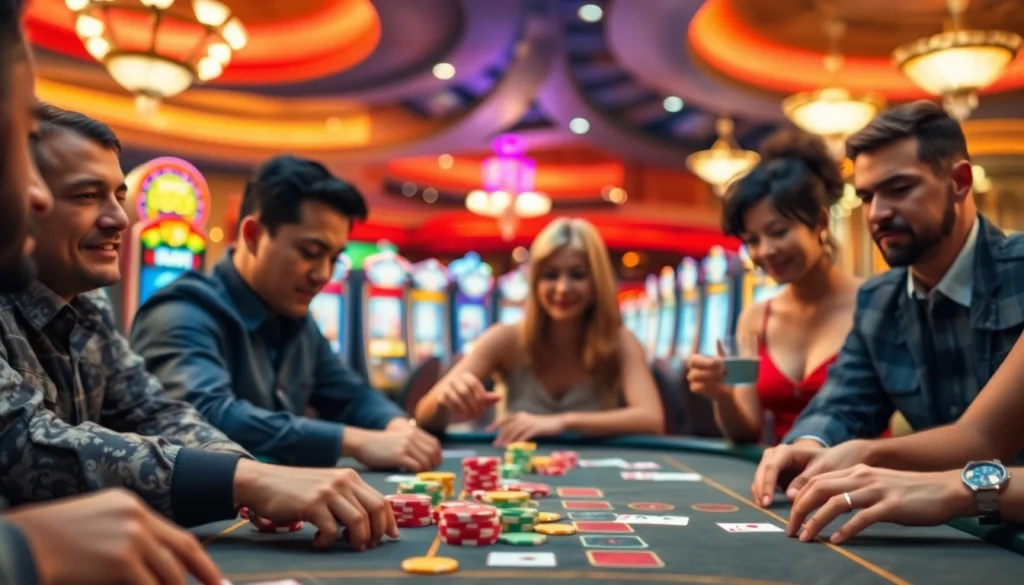 Joueurs profitant de l'expérience de casino en ligne francais dans une ambiance dynamique.