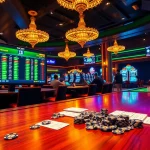 Exciting scene of bettors using meilleurs sites de paris sportifs at a vibrant casino table.