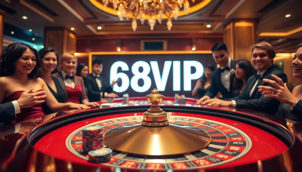 Experience thrilling gameplay at 68VIP with vibrant casino activities and excited players.