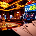 Dive into the excitement of Du88 as players enjoy thrilling roulette and slot games in a luxurious casino setting.