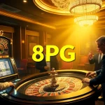 Jugadores disfrutando de juegos emocionantes en el casino 8PG, destacando lujo y diversión.
