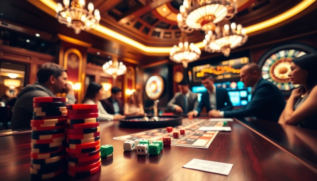 Engaged players participating in a tai xiu game at a luxurious casino table.