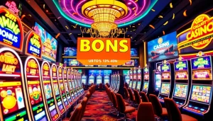 Casino en ligne machines à sous affichant des machines colorées et lumineuses qui attirent les joueurs.