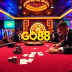 Players enjoying an exciting gambling experience at GO88's sophisticated casino table.