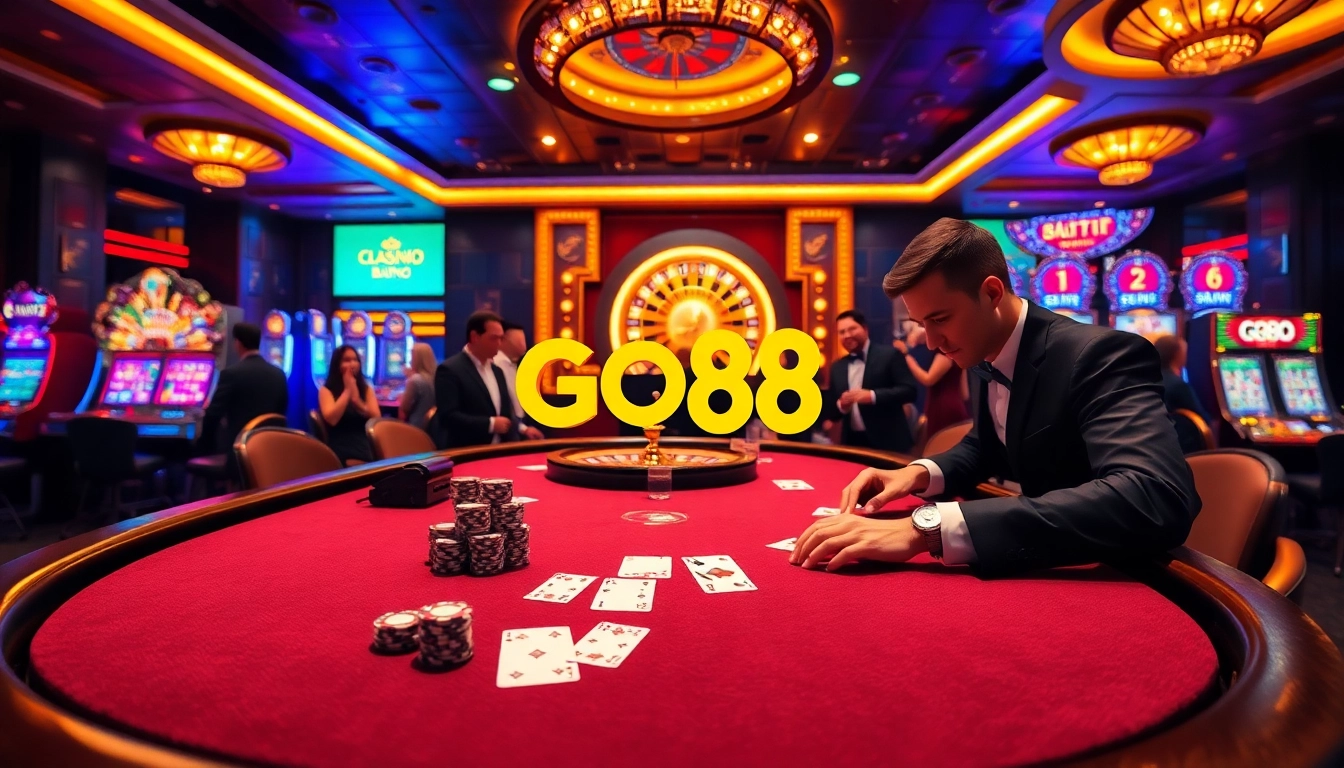 Players enjoying an exciting gambling experience at GO88's sophisticated casino table.
