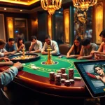Players enjoying a thrilling game at rikvip's luxurious casino table, surrounded by colorful chips.