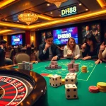 Engage with DH88 casino excitement at vibrant roulette tables and players enjoying big wins.